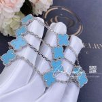 Van Cleef & Arpels Vintage Alhambra Necklace, 10 Motifs White Gold, Turquoise (4)