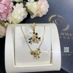 Van cleef & arpels frivole pendant, 3 flowers, mini model yellow gold, diamond vcarp2du00 (7)