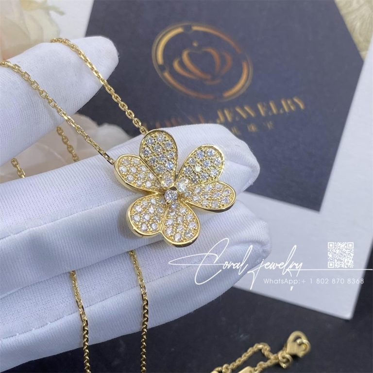 Van cleef & arpels frivole pendant, large model yellow gold, diamond vcarp0j700 (1)