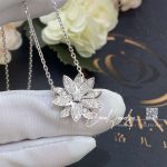 Van cleef & arpels lotus pendant, small model white gold, diamond vcaro6p600 (1)