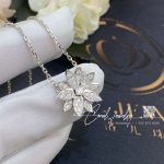 Van cleef & arpels lotus pendant, small model white gold, diamond vcaro6p600 (3)