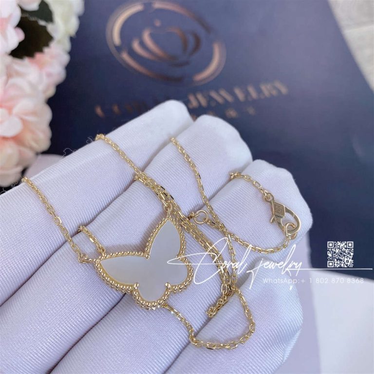 Van cleef & arpels lucky alhambra butterfly pendant yellow gold, mother of pearl vcard99500 (5)