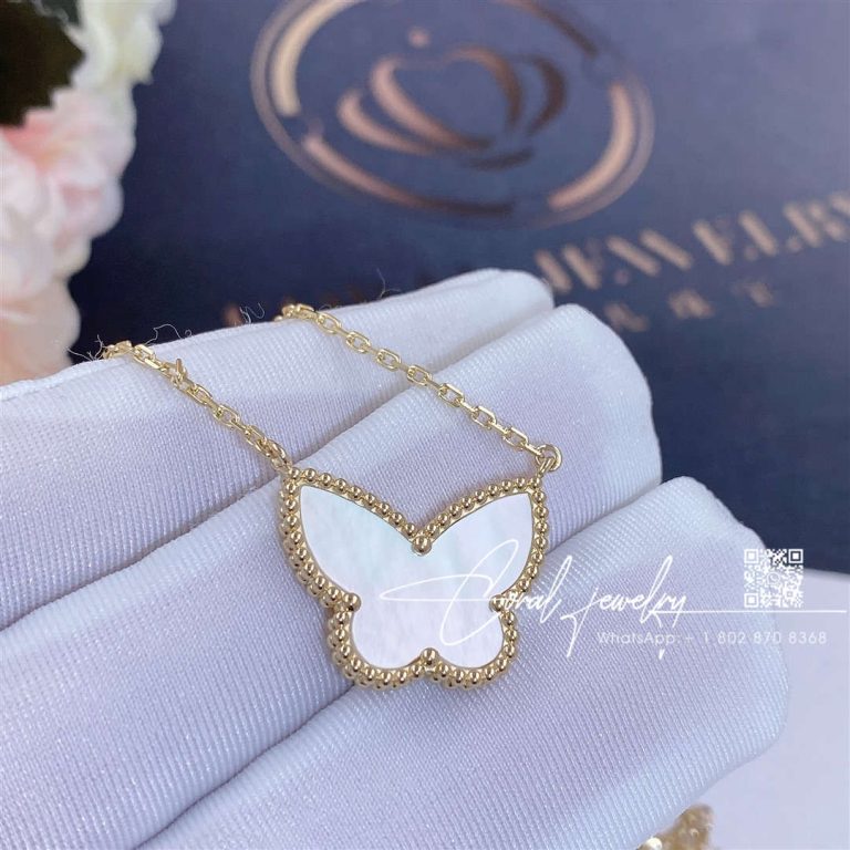 Van cleef & arpels lucky alhambra butterfly pendant yellow gold, mother of pearl vcard99500 (6)