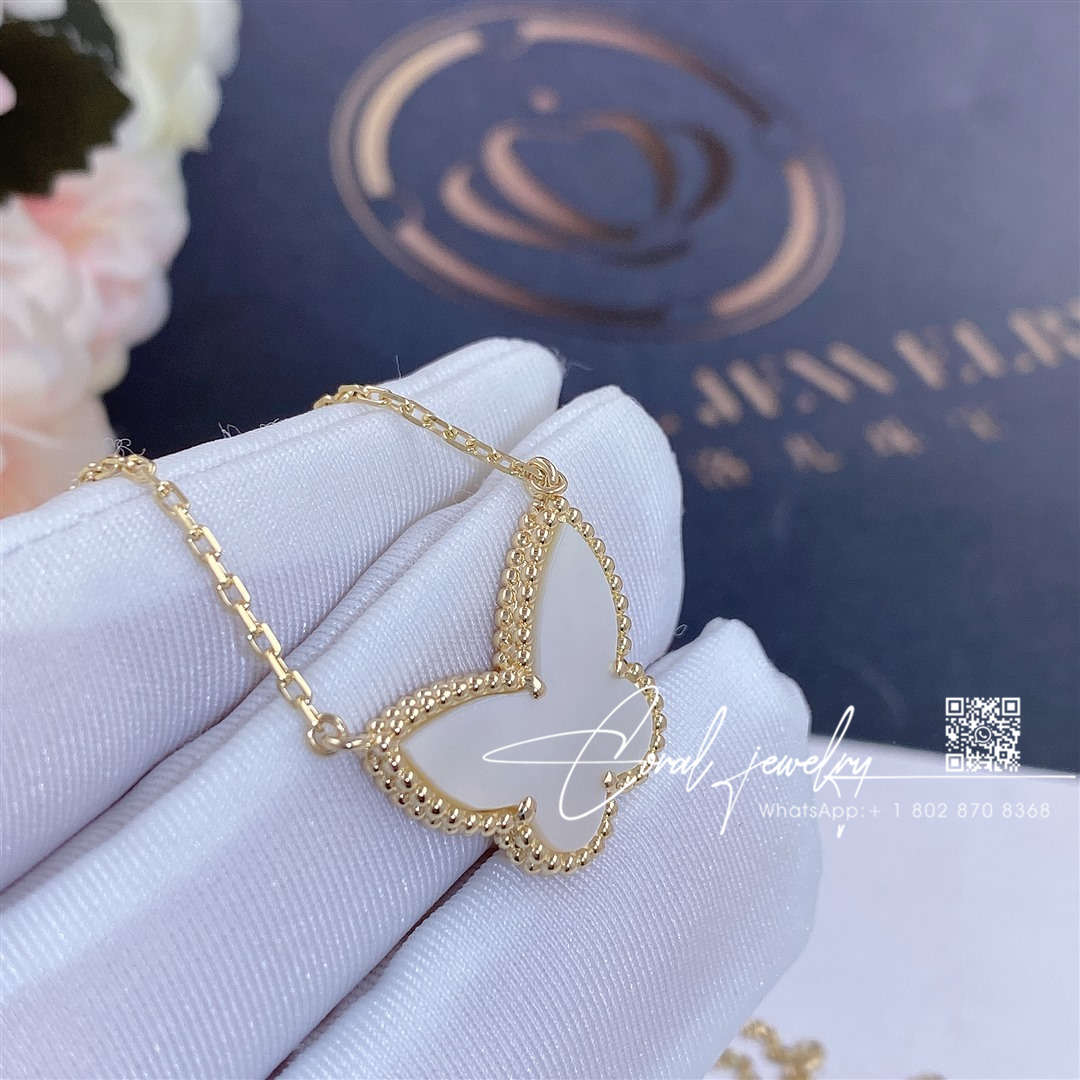 Van cleef & arpels lucky alhambra butterfly pendant yellow gold, mother of pearl vcard99500 (7)
