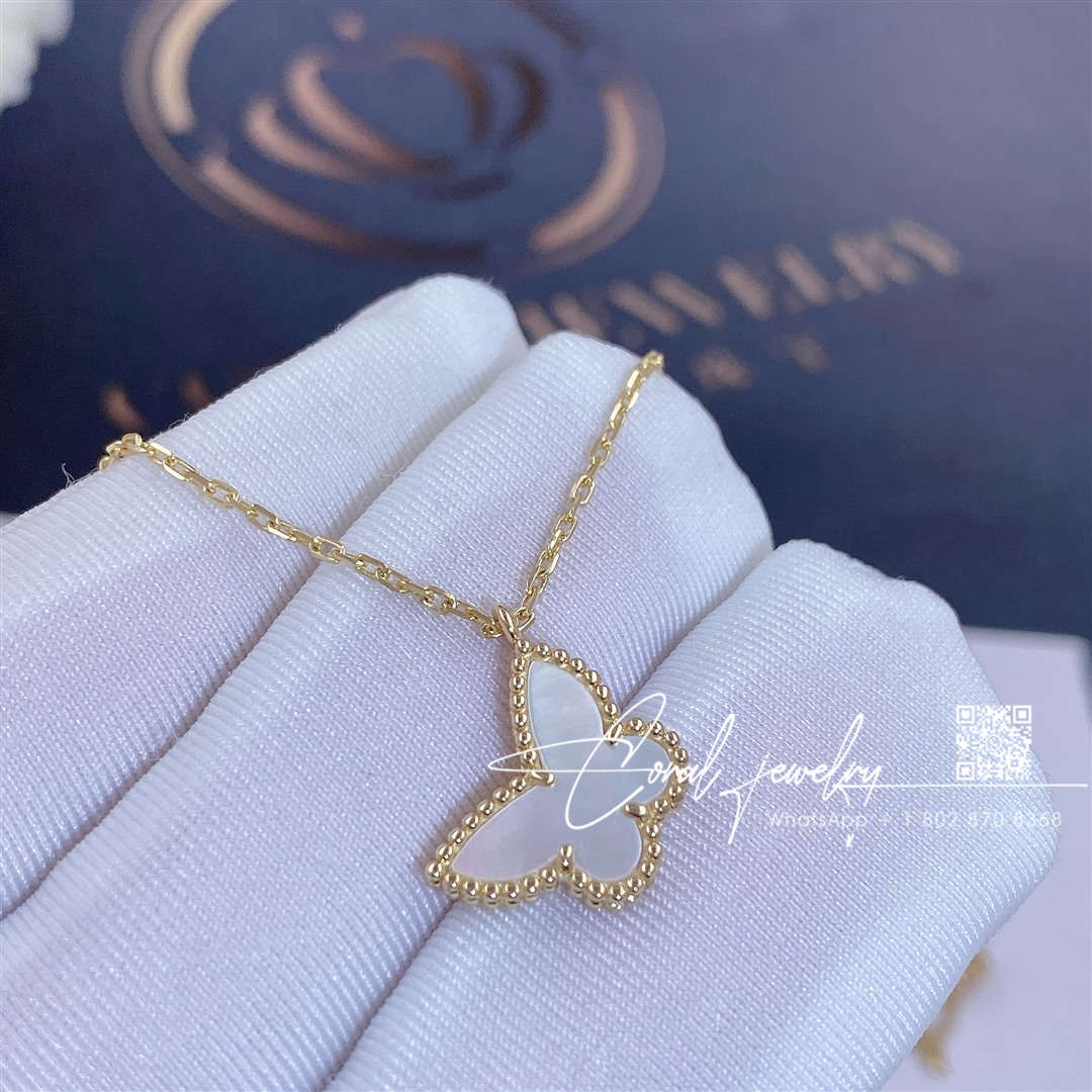 Van cleef & arpels lucky alhambra butterfly pendant yellow gold, mother of pearl vcard99500 (8)