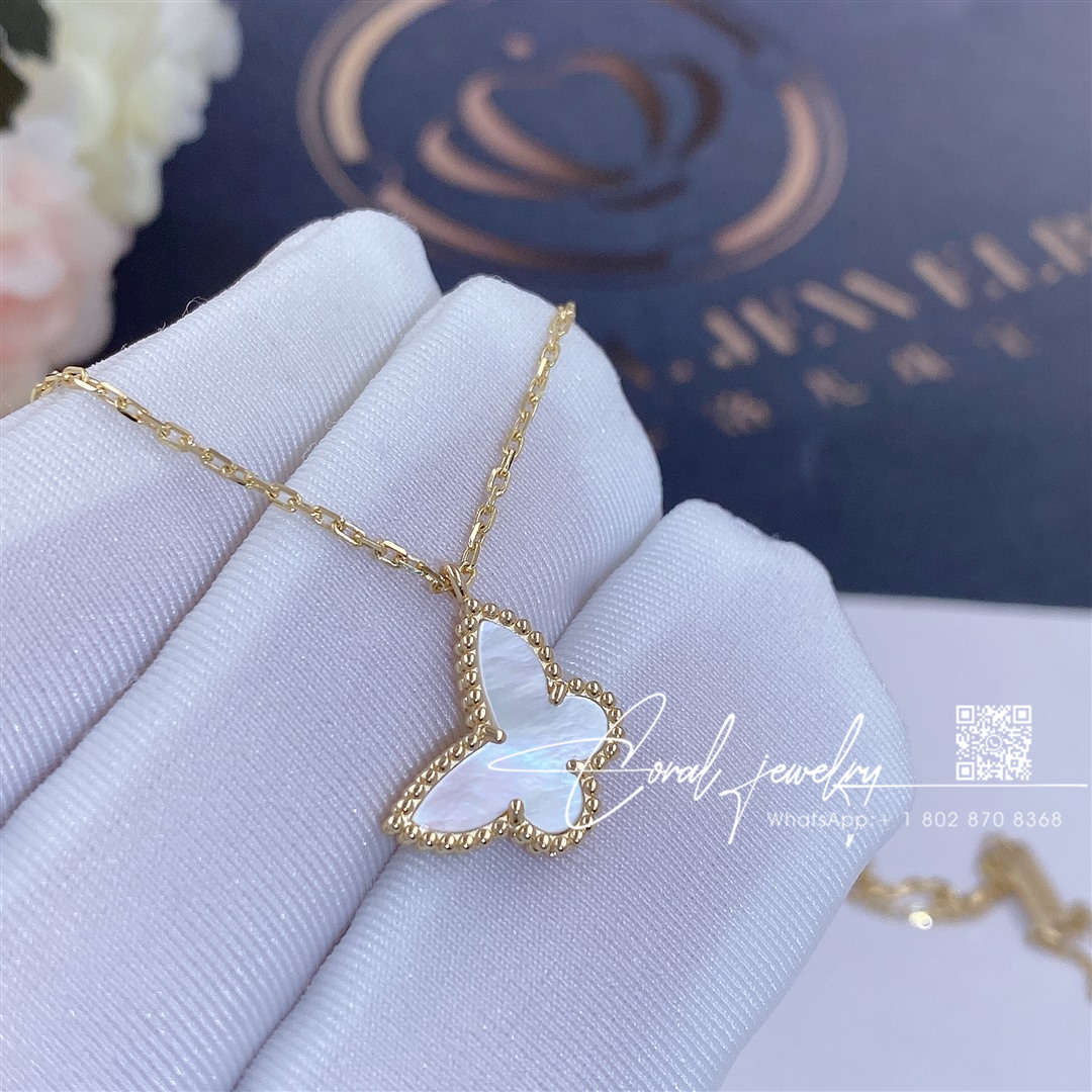 Van cleef & arpels lucky alhambra butterfly pendant yellow gold, mother of pearl vcard99500 (9)