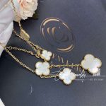 Van cleef & arpels magic alhambra necklace, 6 motifs yellow gold, mother of pearl vcard79100 (1)