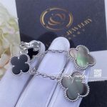 Van cleef & arpels magic alhambra earrings, 2 motifs white gold, onyx and gray mother of pearl (5)