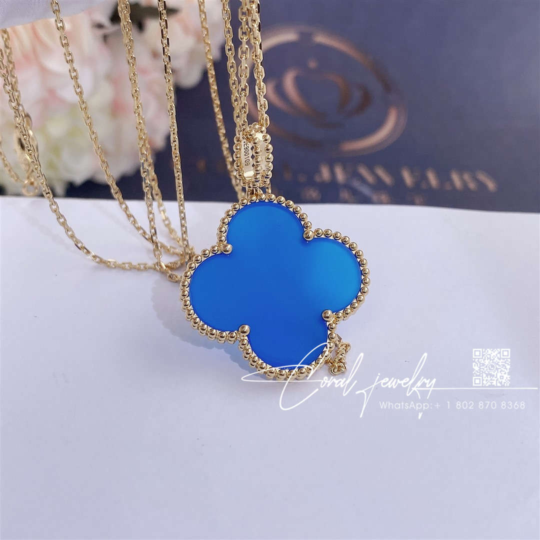 Van cleef & arpels magic alhambra long necklace, 1 motif yellow gold, blue agate vcarp6la00 (5)