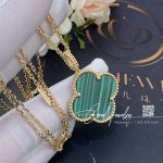 Van cleef & arpels magic alhambra long necklace, 1 motif yellow gold, malachite vcaro3mg00 (2)