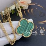 Van cleef & arpels magic alhambra long necklace, 1 motif yellow gold, malachite vcaro3mg00 (4)