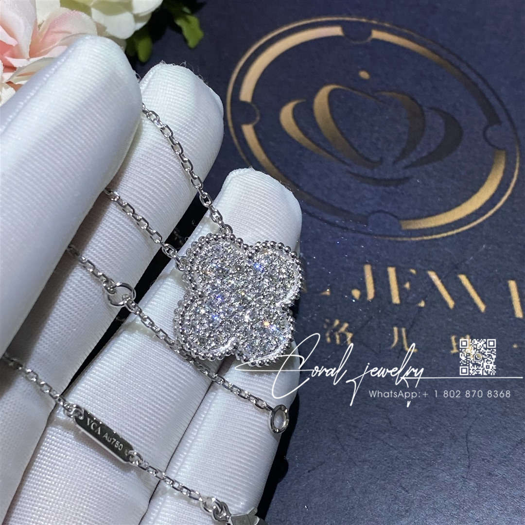 Van cleef & arpels magic alhambra pendant white gold, diamond vcarn9ms00 (3)