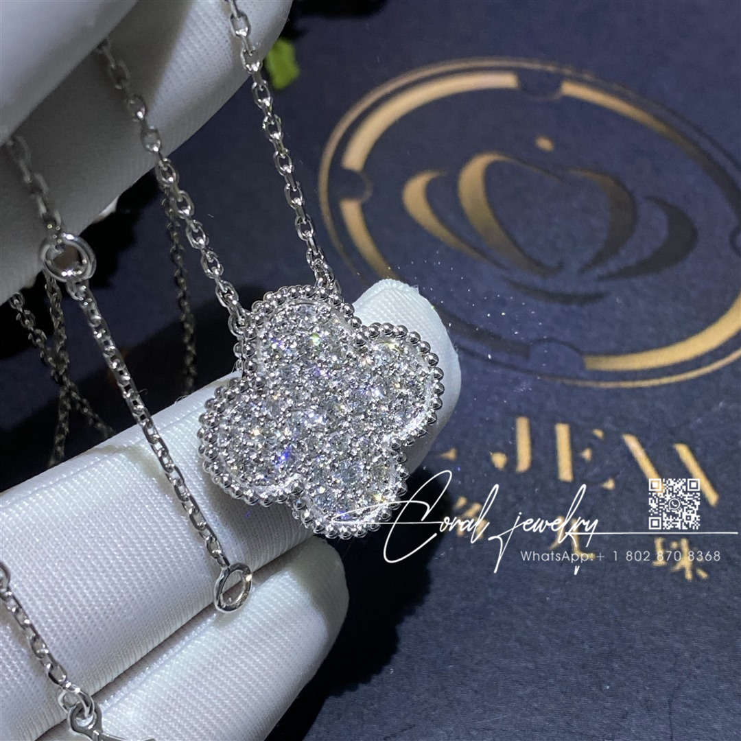Van cleef & arpels magic alhambra pendant white gold, diamond vcarn9ms00 (4)