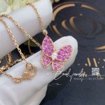 Van cleef & arpels two butterfly pendant rose gold, diamond, sapphire vcaro3m200 (3)
