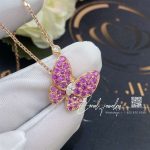 Van cleef & arpels two butterfly pendant rose gold, diamond, sapphire vcaro3m200 (5)