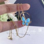 Van cleef & arpels two butterfly pendant yellow gold, diamond, turquoise vcarp7up00 (4)