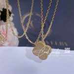 Van cleef & arpels vintage alhambra 2005 holiday necklace yellow gold onyx (4)
