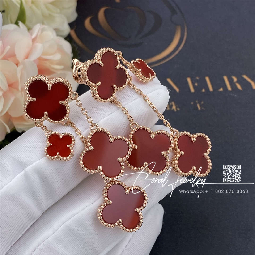 Van cleef & arpels vintage alhambra earrings, 4 motifs rose gold,carnelian diy jewelry (1)