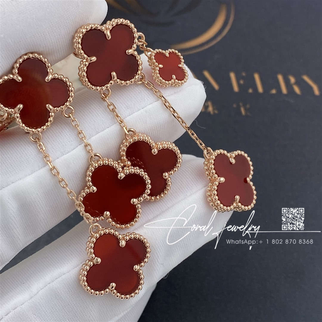 Van cleef & arpels vintage alhambra earrings, 4 motifs rose gold,carnelian diy jewelry (3)
