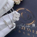 Van cleef & arpels vintage alhambra pendant white gold, diamond vcara46100 (2)