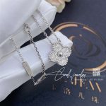 Van cleef & arpels vintage alhambra pendant white gold, diamond vcara46100 (3)