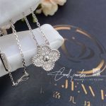 Van cleef & arpels vintage alhambra pendant white gold, diamond vcara46100 (4)