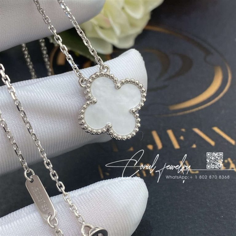 Van cleef & arpels vintage alhambra pendant white gold, mother of pearl vcarf48700 (1)