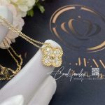 Van cleef & arpels vintage alhambra pendant yellow gold, diamond vcara45300 (3)