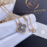 Van Cleef & Arpels Vintage Alhambra 2023 Holiday Necklace Rose Gold Silver Obsidian (6)