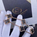 Van Cleef & Arpels Vintage Alhambra 5 Motif 18k Rose Gold Onyx Bracelet (2)