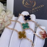 Van Cleef & Arpels Vintage Alhambra Bracelet, 5 Motifs Rose Gold, Carnelian ,tiger Eye,onyx,malachite,mother Of Pearl (2)