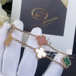 Van Cleef & Arpels Vintage Alhambra Bracelet, 5 Motifs Rose Gold, Carnelian ,tiger Eye,onyx,malachite,mother Of Pearl (3)