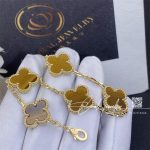 Van Cleef & Arpels Vintage Alhambra Bracelet, 5 Motifs Yellow Gold, Tiger Eye Vcard35600 (2)