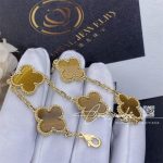 Van Cleef & Arpels Vintage Alhambra Bracelet, 5 Motifs Yellow Gold, Tiger Eye Vcard35600 (3)