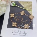 Van Cleef & Arpels Vintage Alhambra Bracelet, 5 Motifs,guilloché Rose Gold (1)