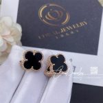 Van Cleef & Arpels Vintage Alhambra Earrings Rose Gold, Onyx (2)