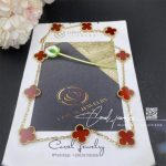 Van Cleef & Arpels Vintage Alhambra Necklace, 10 Motifs Yellow Gold, Carnelian Vcard40600 (1)