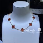 Van Cleef & Arpels Vintage Alhambra Necklace, 10 Motifs Yellow Gold, Carnelian Vcard40600 (6)