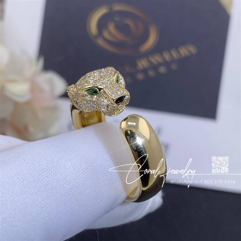 Cartier Panthère De Cartier Ring Yellow Gold, Diamonds, Emeralds, Onyx Ref (5)