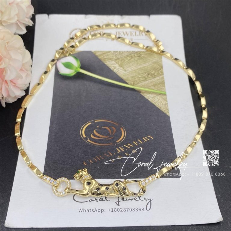 Cartier Panthère De Cartier Diamond And Tsavorite Garnet Necklace In Yellow Gold N7059200 (1)