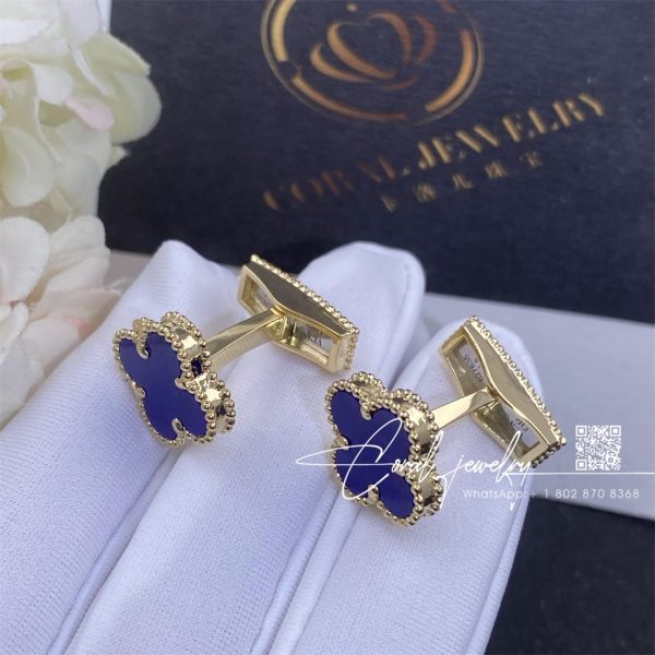 Van Cleef & Arpels Gold And Lapis Lazuli Alhambra Cufflinks (4)