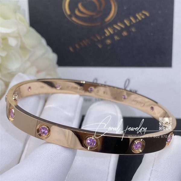 Cartier Love Bracelet Rose Gold Pink Sapphire (7)