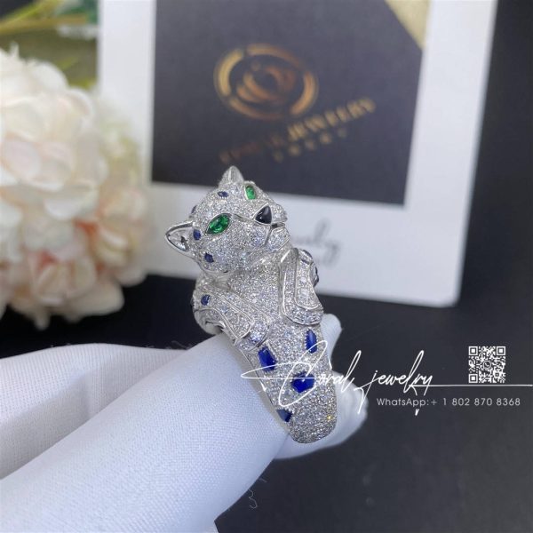 Cartier Panthère De Cartier Ring, Platinum, Sapphire, Emerald, Onyx, Diamonds Ref. H4078300 (1)