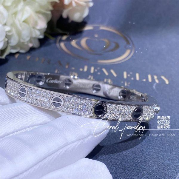 Cartier Love Bracelet, Diamond Paved, White Gold, Ceramic N6032417 (5)