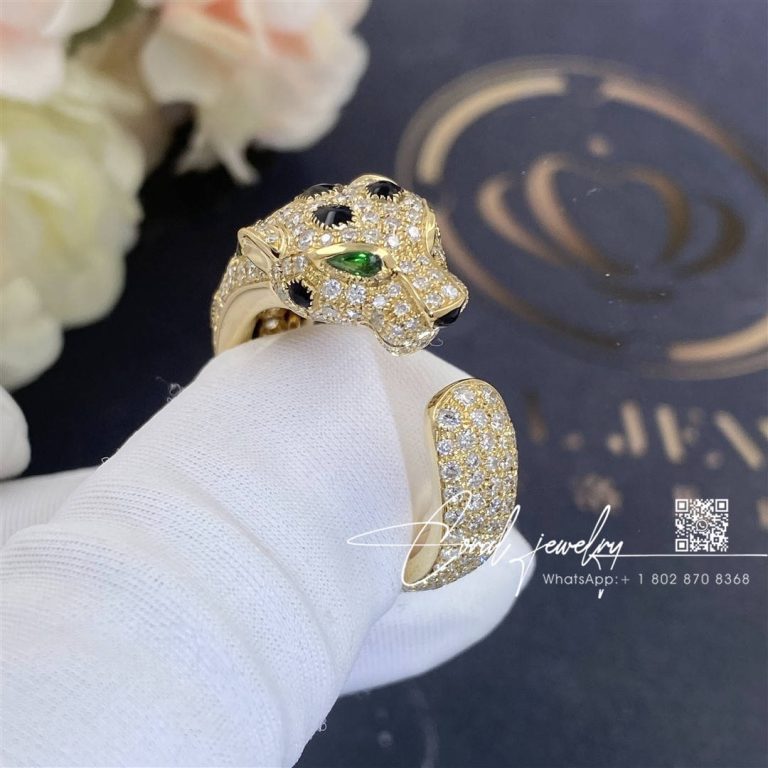 Cartier Panthère De Cartier Ring Yellow Gold, Diamonds, Emeralds, Onyx Ref. N4767700 (7)