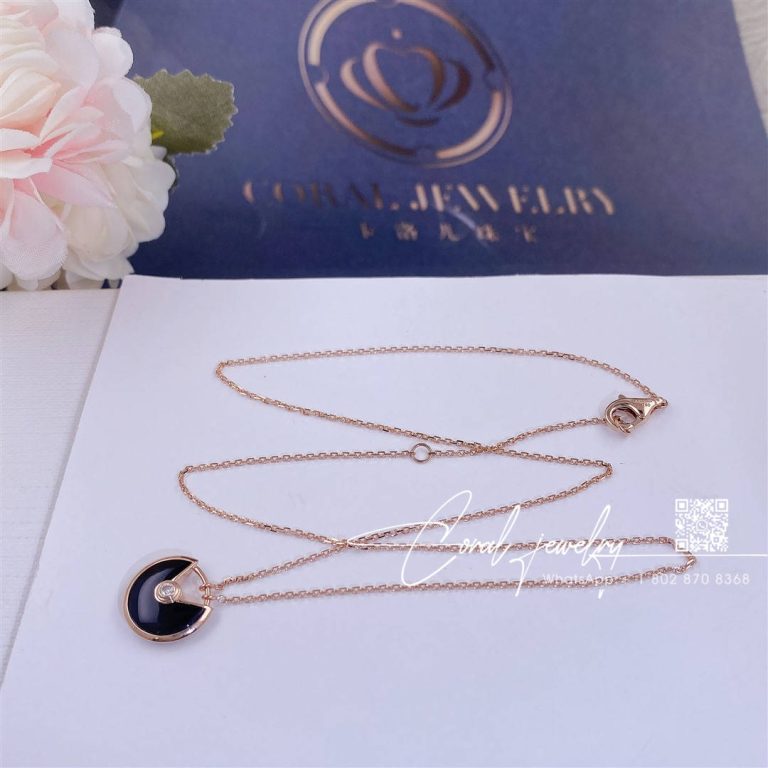 Cartier Amulette De Cartier Necklace, Xs Model, Rose Gold Onyx B3047200 (3)