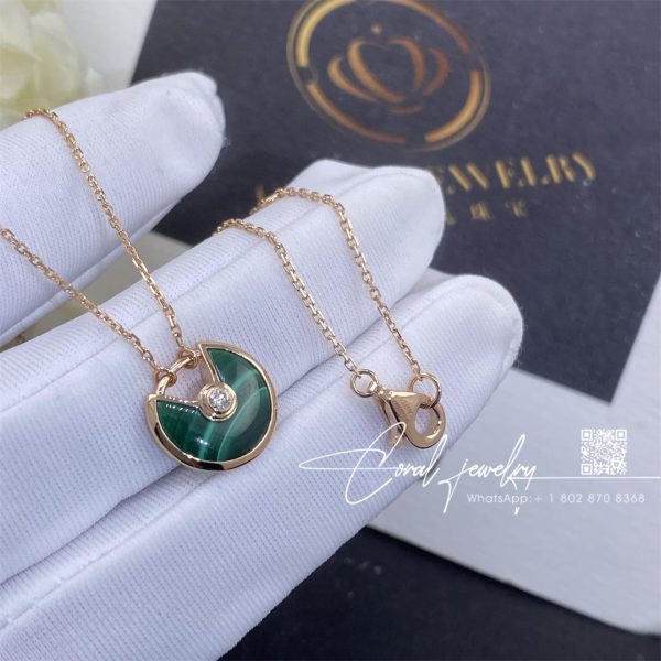 Cartier Amulette De Cartier Necklace, Xs Model, Rose Gold Malachite B7224550 (8)