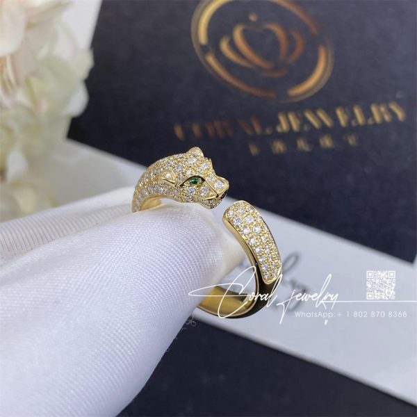 Cartier Panthère De Cartier Ring Yellow Gold, Emeralds, Diamonds Ref. N4765500 (4)