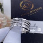 Bulgari B.zero1 18k White Gold 4 Band Ring With Pave Diamond Trim An850556 (6)