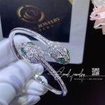 Bulgari Serpenti 18 Kt White Gold Bracelet Set With Emerald Eyes And Pavé Diamonds Ref. 356522 (9)